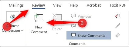 01 New comment in Review tab