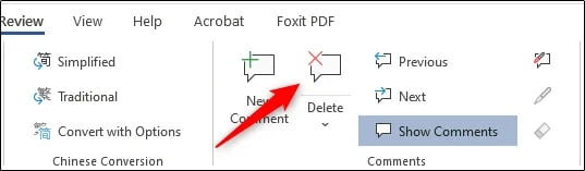 06 Delete Comment from ribbon