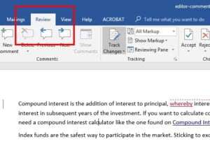 navigate to review tab 525 354